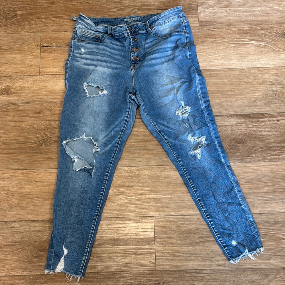 Maurices High-Rise Distressed Blue Women's Jeans